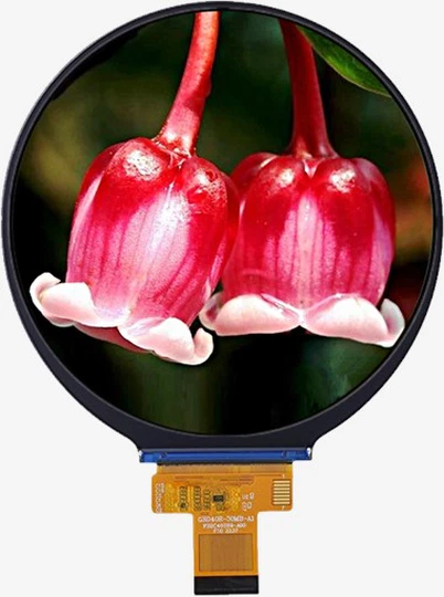 3,4 tuuman pieni pyöreä kosketusnäyttö IPS LCD -näyttö 87,6 * 87,6 mm 350 nitin kirkkaus